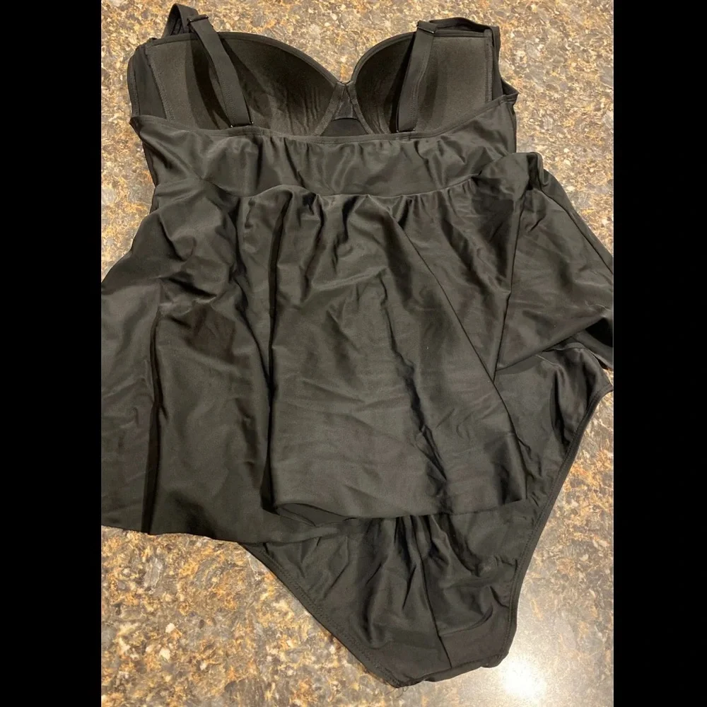 Torrid tie front flyaway black swimsuit - Picture 6 of 10